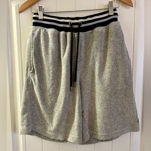 Champion Gray Terry Cloth Athletic Shorts with Striped Waistband.  Size Small.